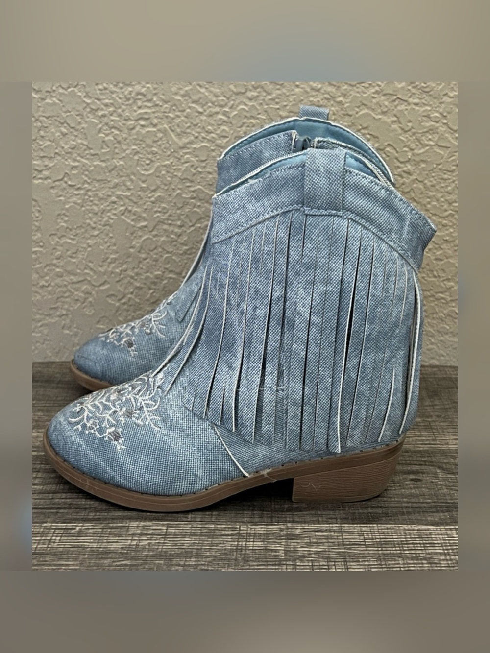Pawz Toddler Girl Denim Western Cowgirl Boots Blue Color Size-12